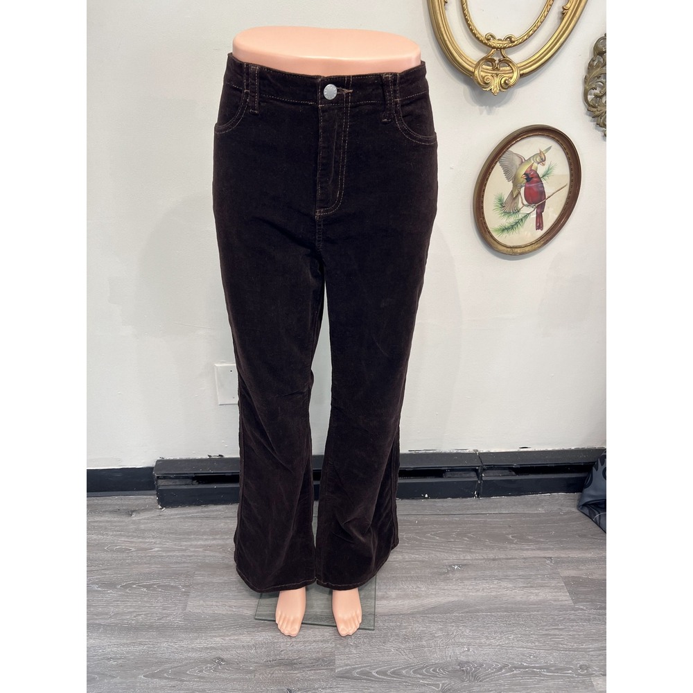 UNIF Dark Brown High Rise Corduroy Flare Leg Pants Women's Size 31